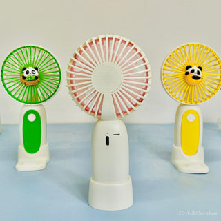 Cute Panda Mini Handheld Fan for Kids – USB Rechargeable Portable Desk Fan