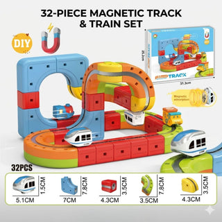 Magnetic DIY Train Track Building Set for Kids – 32 Pcs with Electric Train