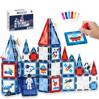 58 PCS Magnetic Tiles Space Set – Kids STEM Building Blocks Toy
