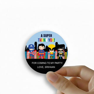 Round Thank You Label - Superhero (24 Pcs) (PREPAID ONLY) (Dispatch in 5-6 Days)
