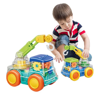 Transparent Light-Up Gear Engineering Vehicle Toy