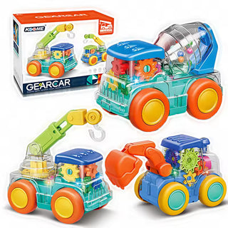 Transparent Light-Up Gear Engineering Vehicle Toy