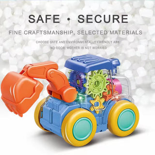 Transparent Light-Up Gear Engineering Vehicle Toy
