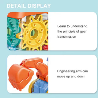 Transparent Light-Up Gear Engineering Vehicle Toy