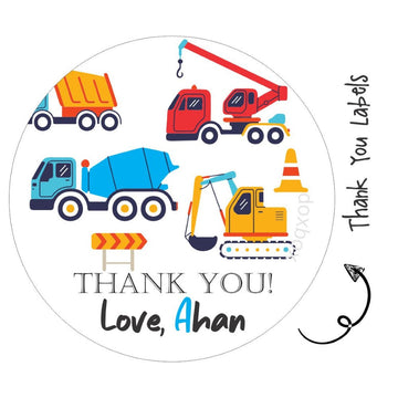 Round Thank You label - Transport (24 Pcs) (PREPAID ONLY)