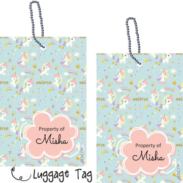 Luggage Tags -Unicorn on clouds- Pack of 2 Tags - PREPAID ONLY