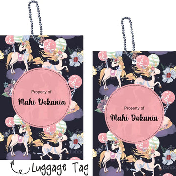 Luggage Tags - Unicorn Pattern- Pack of 2 Tags - PREPAID ONLY