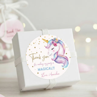 Round Thank You Label - Unicorn (24 Pcs) (PREPAID ONLY) (Dispatch in 5-6 Days)