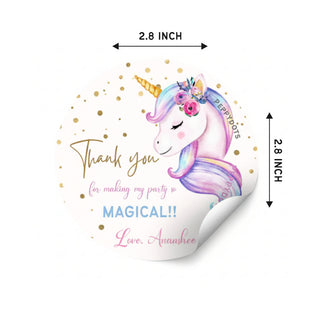 Round Thank You Label - Unicorn (24 Pcs) (PREPAID ONLY) (Dispatch in 5-6 Days)