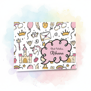 Personalised Gift Notecard - Unicorn Princess (18pcs) (PREPAID ONLY) (Dispatch in 5-6 Days)
