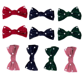 (Pack of 10) Velvet Bow Design Alligator Hair Clip with Pearl for Return Gift (Prepaid Only)