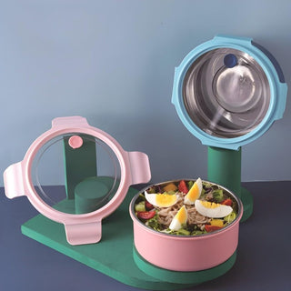 304 Stainless Steel Thermal Lunch Box with Spoon – Airtight Round Leakproof Tiffin