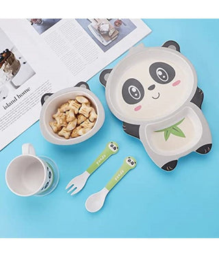 Monkey Bamboo Fiber 5 Piece Feeding Set - 100% bamboo No Plastic (Mix Design)(Pack Of 5/10)(Prepaid Only)