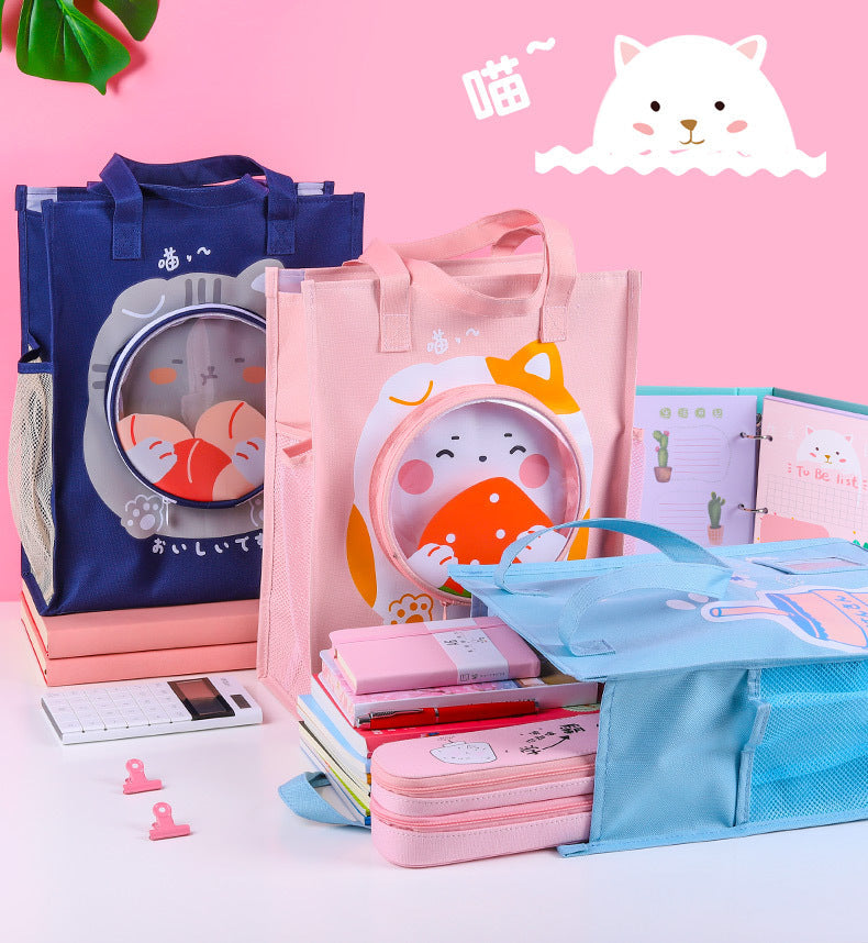 Cute Hand Carry Children's Tutorial Bag Super Large Capacity (Round Zip)