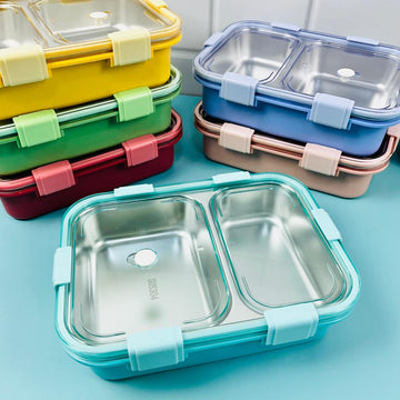 Leak-Proof 2-Compartment 800ml Lunch Box: Fresh, Portable, and Convenient