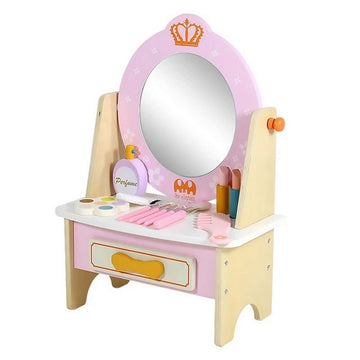 Wooden Glamour Dresser with A Drawer,  Mirror, and Accessories
