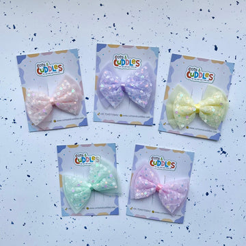 Net Bow Design Flower Sequin Hair Clip for Kids (1pc)
