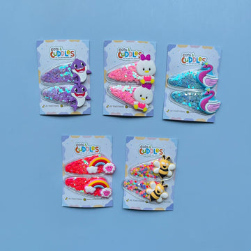Cartoon Animal Design Sequin Tic Tac Hair Clip for Kids (2pc)
