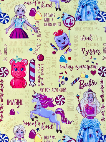 Beautiful Colorful Barbie printed Gift Wrap- Set of 10 (Yellow)