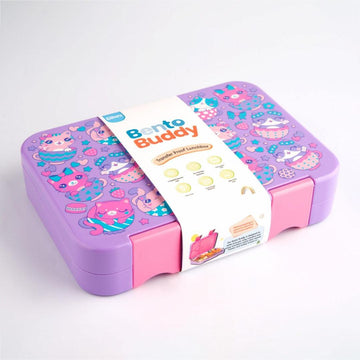 Bento Buddy Transfer Proof 4 Compartment Lunch Box 750ml (Kitty)
