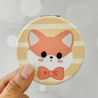 Cat Design Pocket Size Round Compact Mirror (Random) 1pc