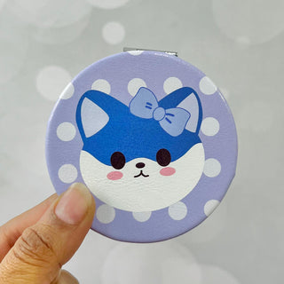 Cat Design Pocket Size Round Compact Mirror (Random) 1pc