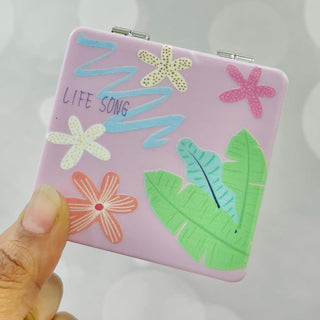 Flower Design Pocket Size Square Compact Mirror (Random) 1pc