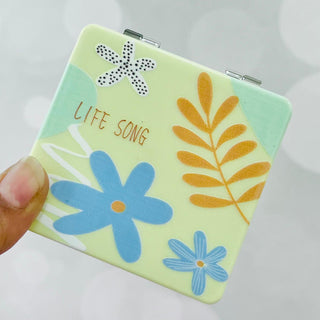 Flower Design Pocket Size Square Compact Mirror (Random) 1pc