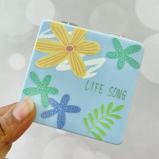 Flower Design Pocket Size Square Compact Mirror (Random) 1pc