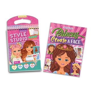 Princess Create a Face & Style Studio Fashion Sketch Activity Part-1,  Activity Book Pack of 2