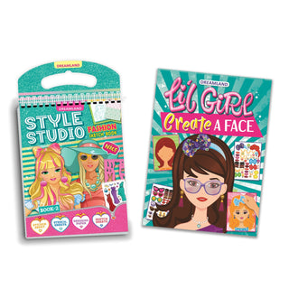 Lil Girl Create a Face & Style Studio Fashion Sketch Activity Part-2,  Activity Book Pack of 2