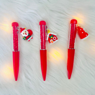 Christmas Theme Diamond Filled Ball Pen with Keychain