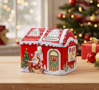 Christmas House Tin Gift Box with Lock (Random Color)