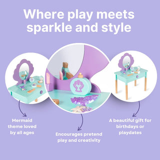 Cots and Cuddles Premium Quality Wooden Makeup Mermaid Dressing Table For Kids