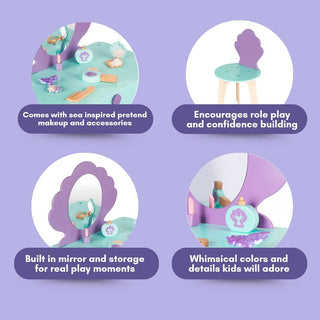 Cots and Cuddles Premium Quality Wooden Makeup Mermaid Dressing Table For Kids