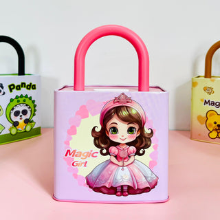 Kids Piggy Bank with Lock – Cute Cartoon Savings Box with Handle
