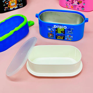 Kids Animal Cartoon Lunch Box – Double Layer Tiffin with Handle (600ml+300ml)