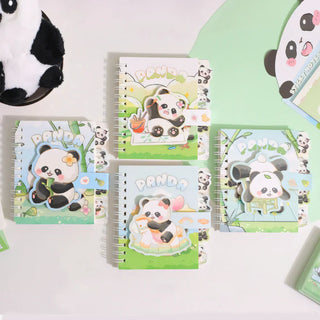 Kawaii Panda Spiral Notebook with Sticker Tabs & Elastic Strap