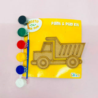 Construction Vehicles Paint & Play Kit – Create Your Own MDF Dino Art Set for Kids (Pack Of 4)