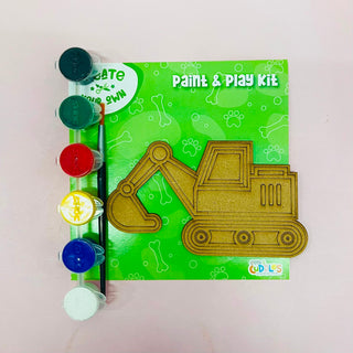 Construction Vehicles Paint & Play Kit – Create Your Own MDF Dino Art Set for Kids (Pack Of 4)