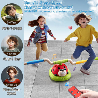 3-in-1 Ladybug Activity Toy Set for Kids – Rocket Launcher, Ring Toss & Balance Bar with Music | Ages 3+