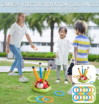 3-in-1 Ladybug Activity Toy Set for Kids – Rocket Launcher, Ring Toss & Balance Bar with Music | Ages 3+