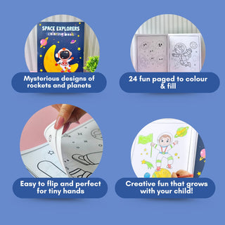 Cots and Cuddles Cartoon Colouring Book for Kids (Space)