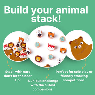 Cots and Cuddles Wooden Animals on Bear Balancing Toy for kids 3+