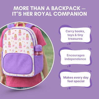 Cots and Cuddles Cute Princess Theme Printed Canvas Backpack for Kids