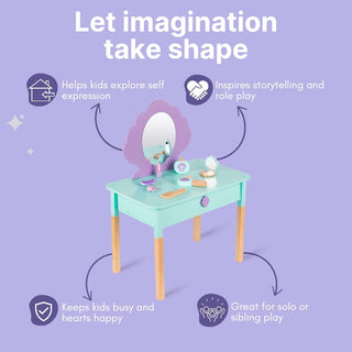 Cots and Cuddles Premium Quality Wooden Makeup Mermaid Dressing Table For Kids