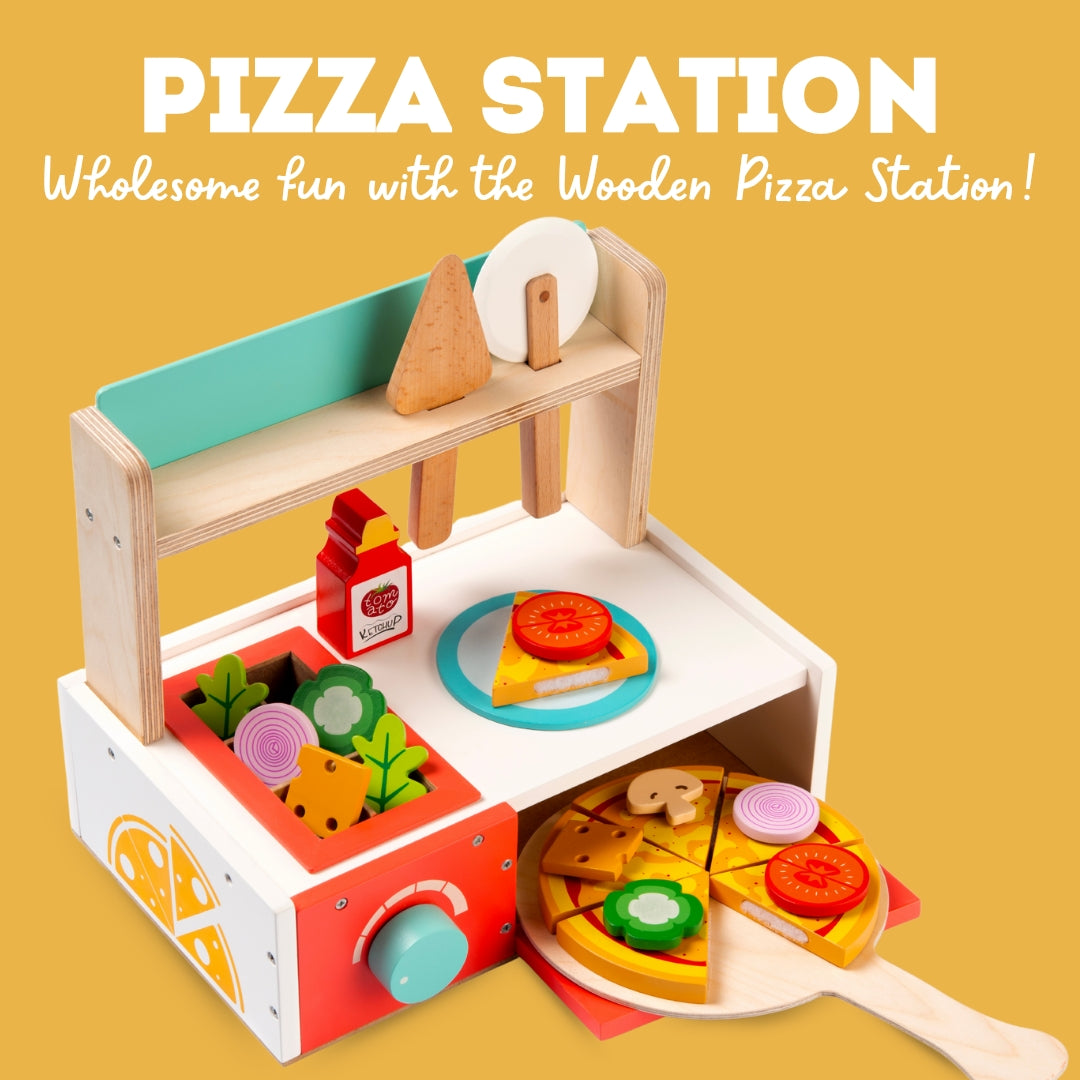 Cots and Cuddles Premium Quality Wooden Pizza Making Toy for Kids