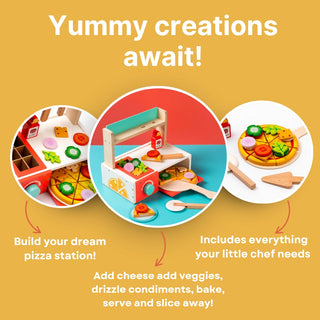 Cots and Cuddles Premium Quality Wooden Pizza Making Toy for Kids