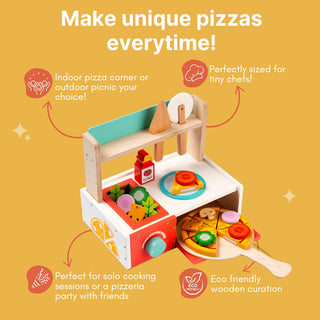 Cots and Cuddles Premium Quality Wooden Pizza Making Toy for Kids