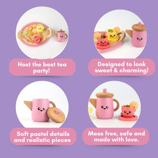 Cots and Cuddles Premium Quality Wooden Tea Party Set for Kids